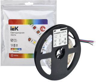 Лента светодиодная 5м LSR-5050RGB30-7,2-IP20-12В IEK