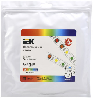 Лента светодиодная 5м LSR-5050RGB60-14,4-IP65-12В IEK