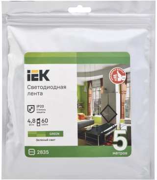 Лента светодиодная 5м LSR-2835G60-4,8-IP20-12В IEK