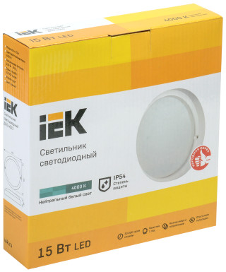 Светильник светодиодный ДПО 4003 15Вт 4000K IP54 круг белый IEK