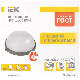 Светильник НПП1101 круг 100Вт IP54 белый IEK