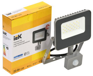 Прожектор светодиодный СДО 07-20Д с датчиком движения IP54 серый IEK