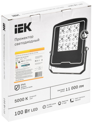 Прожектор светодиодный СДО 08-100 PRO 120град 5000К IP65 черный IEK