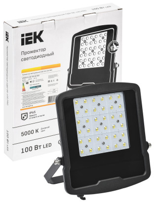 Прожектор светодиодный СДО 08-100 PRO 120град 5000К IP65 черный IEK