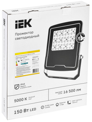 Прожектор светодиодный СДО 08-100 PRO 40х90град 5000К IP65 черный IEK