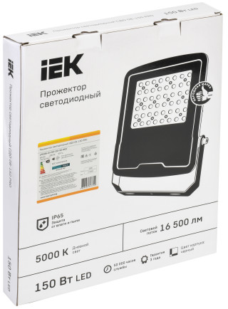 Прожектор светодиодный СДО 08-150 PRO 120град 5000К IP65 черный IEK