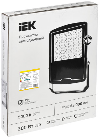 Прожектор светодиодный СДО 08-300 PRO 30град 5000К IP65 черный IEK