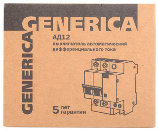 Дифференциальный автоматический выключатель АД12 2Р 25А 100мА GENERICA