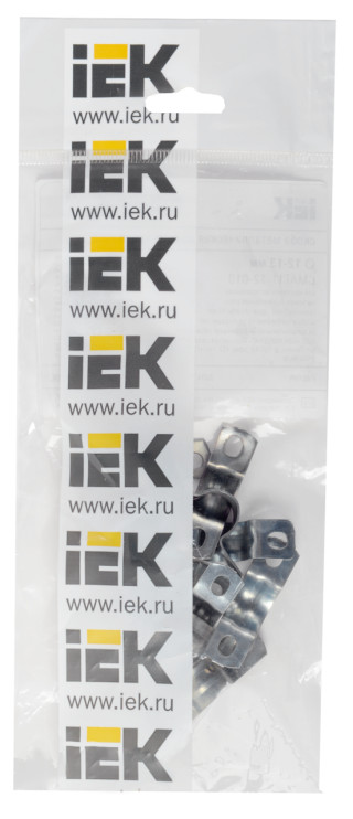 Скоба металлическая двухлапковая d12-13мм (10шт/упак) IEK