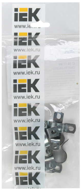 Скоба металлическая двухлапковая d16-17мм (10шт/упак) IEK