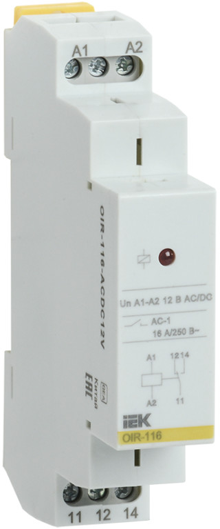 Реле промежуточное модульное OIR 1 контакт 16А 12В AC/DC IEK