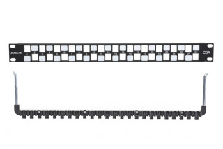Коммутационная панель 19” наборная, UTP 6A, 1U, 24 порта, черный