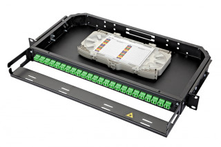 Оптическая панель серии 47C-24, 19'' 1U фиксированная, корпус на 24 адаптера, 12 дуплекс LC/APC адаптеров, OS2