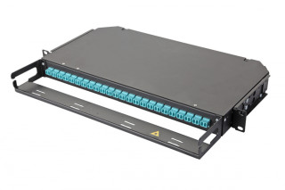 Панель Q-LINK 19” фиксированной кофигурации, 1U, корпус 24 адаптера, 24 дуплекс LC адаптера, OМ3