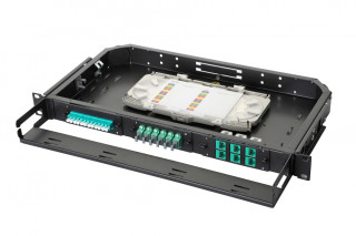 Комплект планка Q-SLOT с 6 адаптерами дуплекс LC OM3, монтажные шнуры, КДЗС