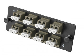 Комплект планка Q-SLOT с 8 адаптерами дуплекс LC OM2, монтажные шнуры, КДЗС