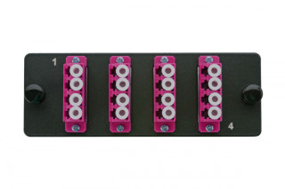 Комплект планка Q-SLOT с 4 адаптерами квадро LC OM4, монтажные шнуры, КДЗС