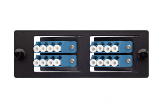 Комплект планка Q-SLOT с 4 адаптерами квадро LC OS2, наклонные, монтажные шнуры, КДЗС