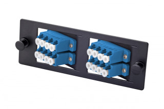 Комплект планка Q-SLOT с 4 адаптерами квадро LC OS2, наклонные, монтажные шнуры, КДЗС