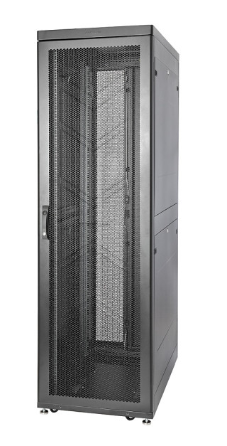 Шкаф Rackcenter D9000 42U 600 × 1000, передняя дверь перфорированная одностворчатая, задняя дверь перфорированная двустворчатая, черный