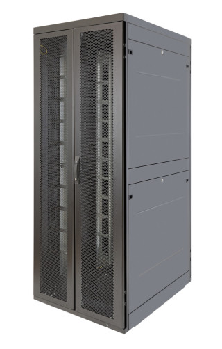 Шкаф Rackcenter D9000 42U 750 × 1000, передняя дверь перфорированная двустворчатая, задняя дверь перфорированная двустворчатая, черный