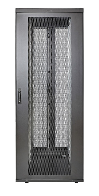 Шкаф Rackcenter D9000 42U 750 × 1000, передняя дверь перфорированная одностворчатая, задняя дверь перфорированная двустворчатая, без боковых стенок, черный