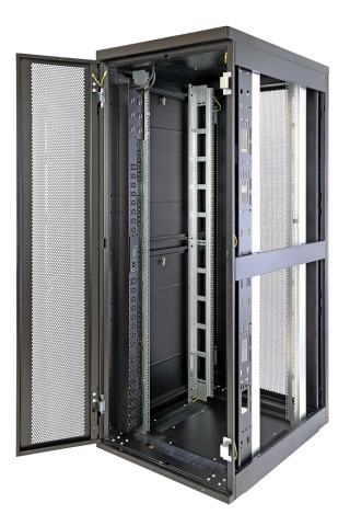Шкаф Rackcenter D9000 48U 750 × 1000, передняя дверь перфорированная одностворчатая, задняя дверь перфорированная двустворчатая, черный