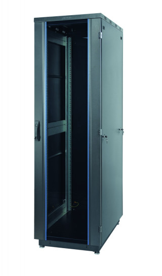 Шкаф Racknet S3000 22U 600 × 600, передняя дверь стеклянная одностворчатая, задняя дверь металлическая одностворчатая, черный