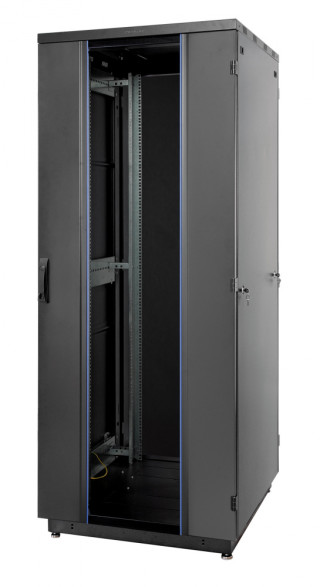 Шкаф Racknet S3000 22U 800 × 800, передняя дверь стеклянная одностворчатая, задняя дверь металлическая двустворчатая, черный