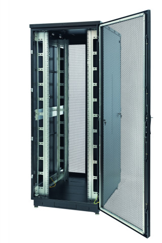 Шкаф Racknet S3000 22U 800 × 1000, передняя дверь перфорированная одностворчатая, задняя дверь перфорированная двустворчатая, черный