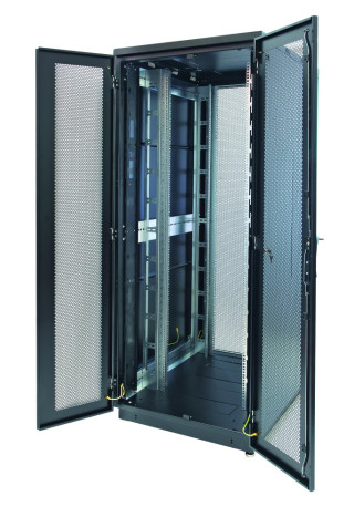 Шкаф Racknet S3000 42U 800 × 800, передняя дверь перфорированная двустворчатая, задняя дверь перфорированная двустворчатая, черный