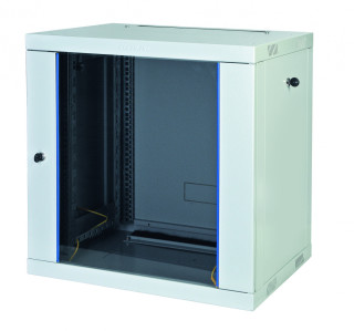 Шкаф настенный Racknet F30 12U 600 × 600, передняя дверь стеклянная, светло-серый