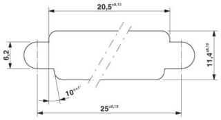 Чертеж, Монтажное отверстие согласно DIN 41652-3 для корпусов с толщиной стенки до 4,5 мм
