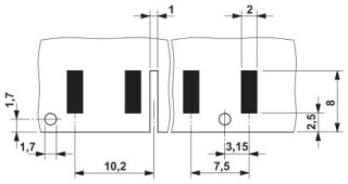 Схема расположения отверстий, Толщина печатной платы: 1,6 ± 0,2 мм