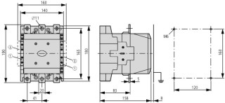 контактор 225А, управляющее напряжение 24-48В (AC), 2НО+2НЗ доп. контакты, категория применения AC-3, АС4