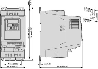 Преобразователь частоты DA1 1~/3~230В 4,3A 0,75кВт, встроенный фильтр ЭМС, IP20