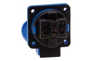 CA105BL INPIN Розетка встраиваемая 16A/250V/2P+E/IP54 подключение сзади 50х50 синяя