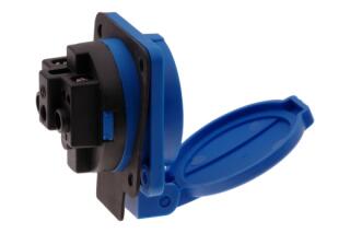 CA105BL INPIN Розетка встраиваемая 16A/250V/2P+E/IP54 подключение сзади 50х50 синяя
