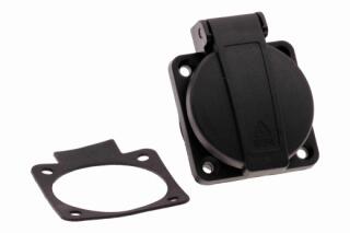 CA105BK INPIN Розетка встраиваемая 16A/250V/2P+E/IP54 подключение сзади 50х50 черная
