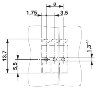 Схема расположения отверстий, На рисунке показана схема расположения отверстий для 3-полюсного варианта изделия