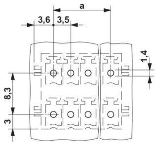 Схема расположения отверстий, *) ≤ 8 полюсов = 1,3 / > 8 полюсов = 1,4