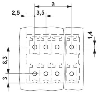 Схема расположения отверстий, *) ≤ 8 полюсов = 1,3 / > 8 полюсов = 1,4