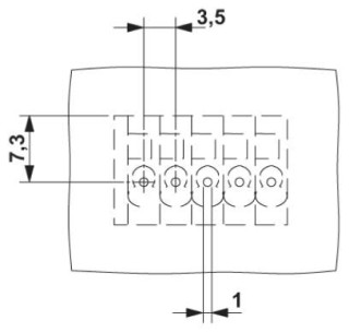 Схема расположения отверстий, На рисунке показана схема расположения отверстий для 5-полюсного варианта изделия