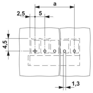 Схема расположения отверстий, На рисунке показан 5-контактный вариант