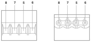 Схематический чертеж, Расположение выводов, справа