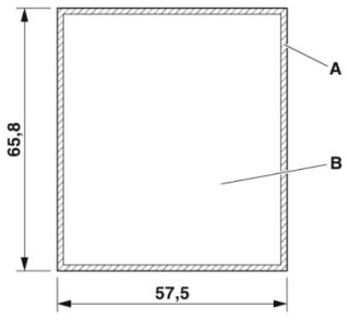 Чертеж, Печатные платы 3 и 4 для EMUG 25 и EMUG 45 располагаются параллельно боковой стенке корпуса, A = свободный край = 1,5 мм, B = поверхность для ...