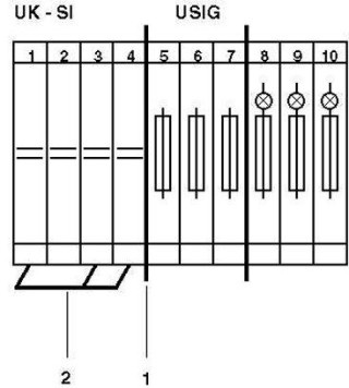 Электрическая схема, 1 = азделительная перегородка , 2 = Гребенчатый мостик