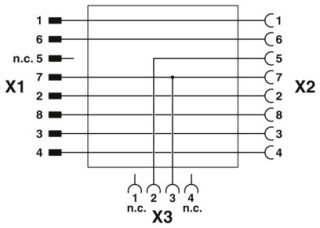 Электрическая схема, Расположение контактов Y-разветвителя М12
