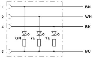 Электрическая схема, Цоколевка контактов вилки M12 и розетки М12