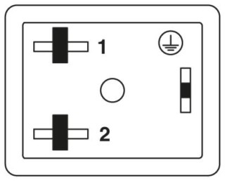 Схематический чертеж, Расположение контактов штекера электромагнитного клапана, типа BI